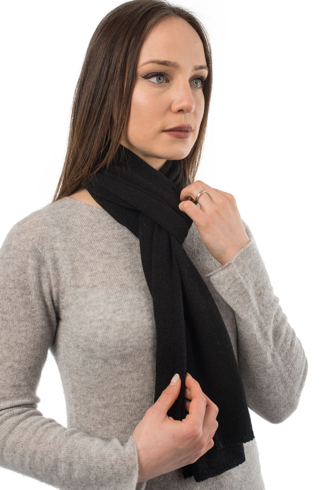 Unisex 100% cashmere scarf, colour Blue, view 3 | Dalle Piane Cashmere