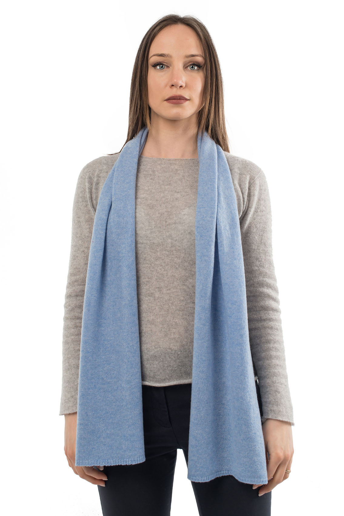 Unisex 100% cashmere scarf, colour Sky | Dalle Piane Cashmere