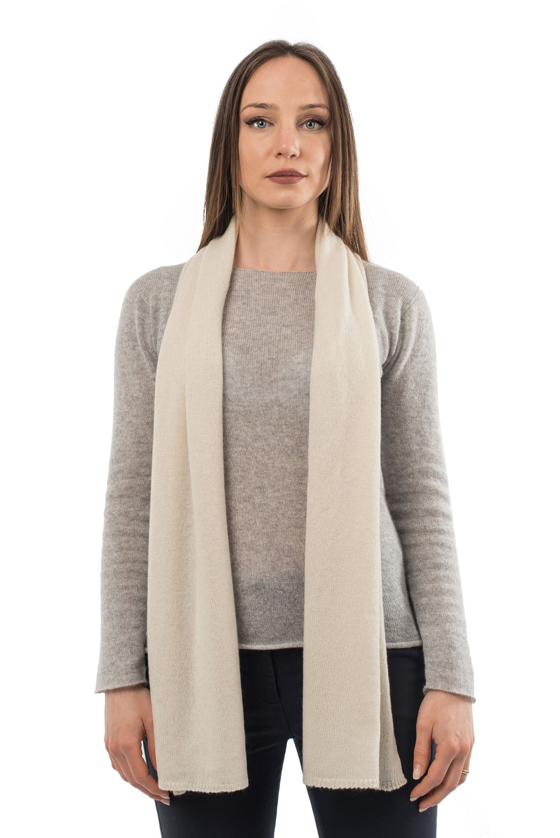 Unisex 100% cashmere scarf, colour Cream | Dalle Piane Cashmere