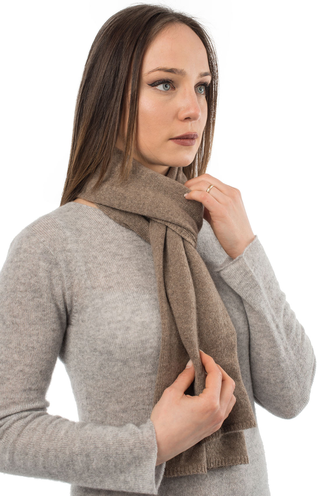 Unisex 100% cashmere scarf, colour Mink, view 2 | Dalle Piane Cashmere