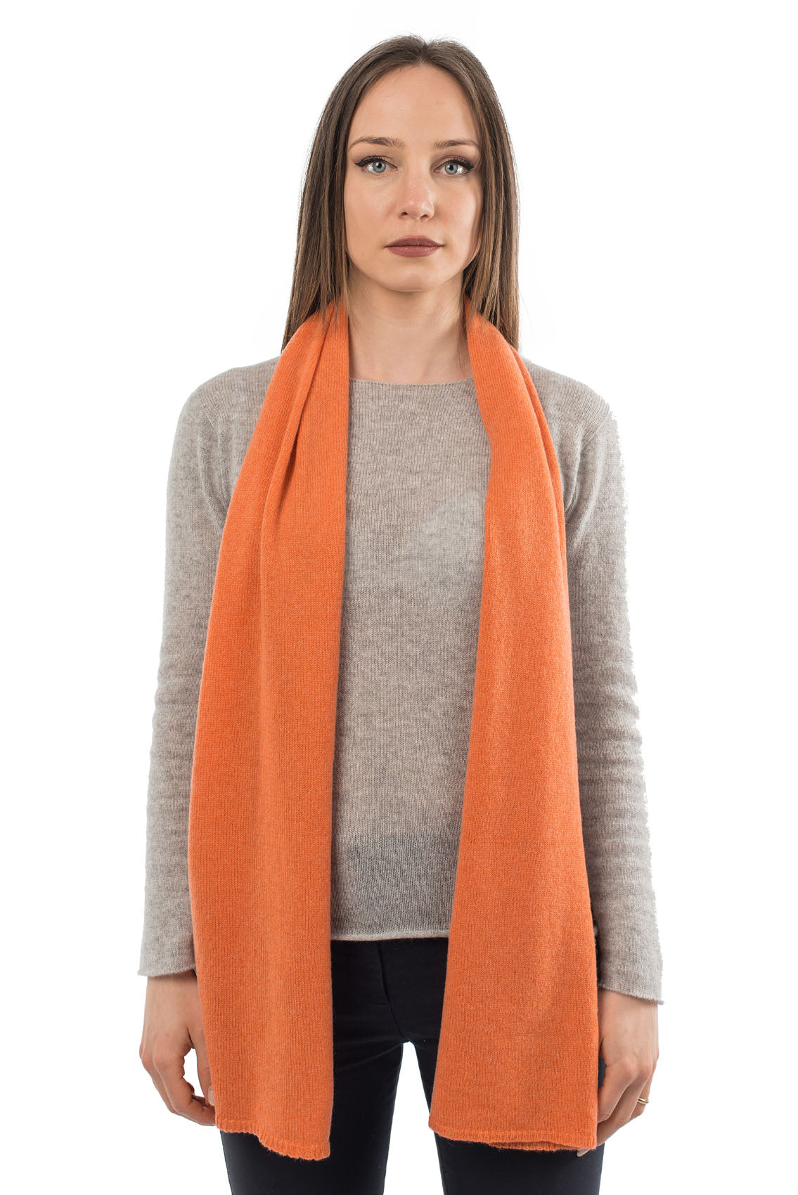 Unisex 100% cashmere scarf, colour Orange | Dalle Piane Cashmere