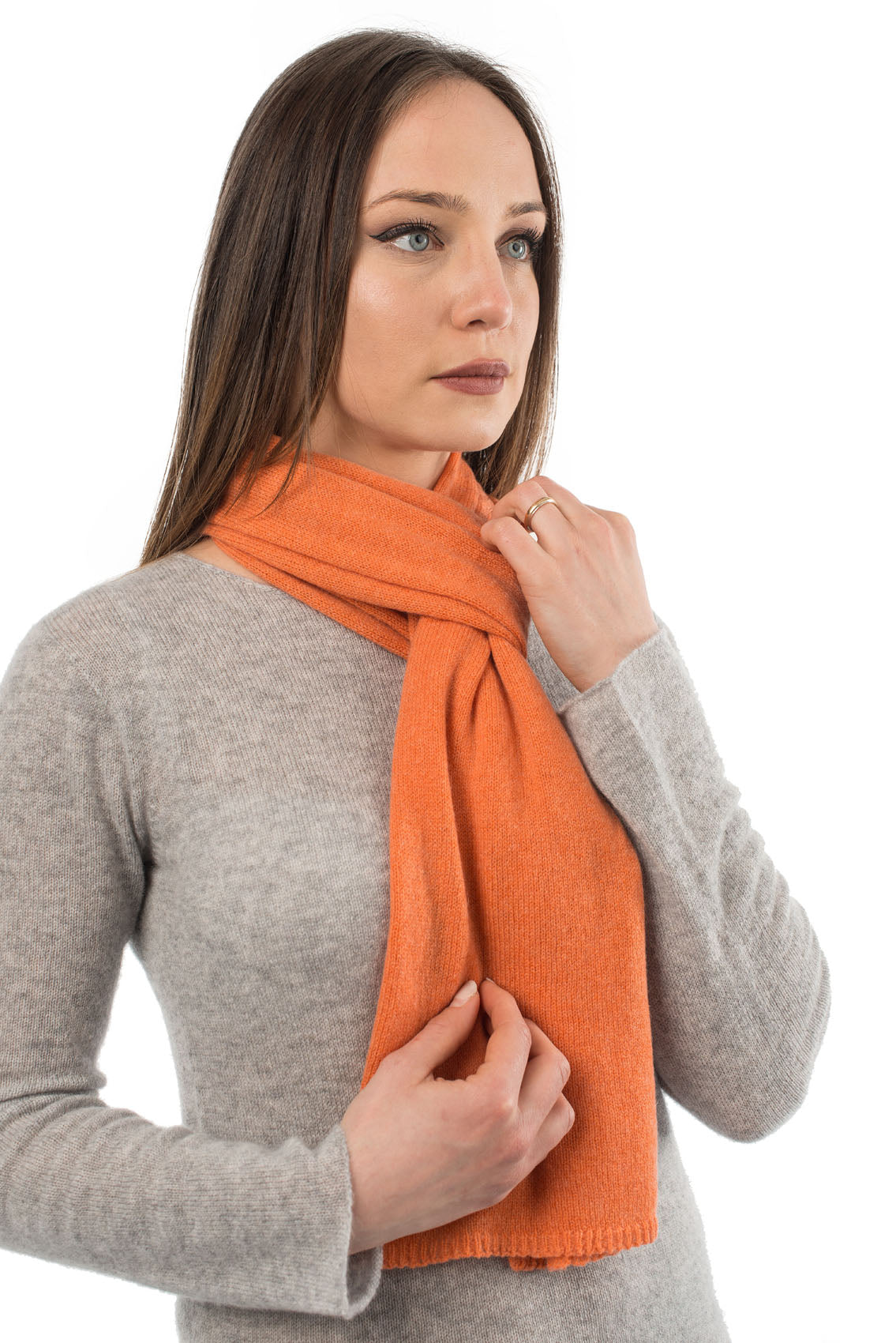 Unisex 100% cashmere scarf, colour Orange, view 3 | Dalle Piane Cashmere
