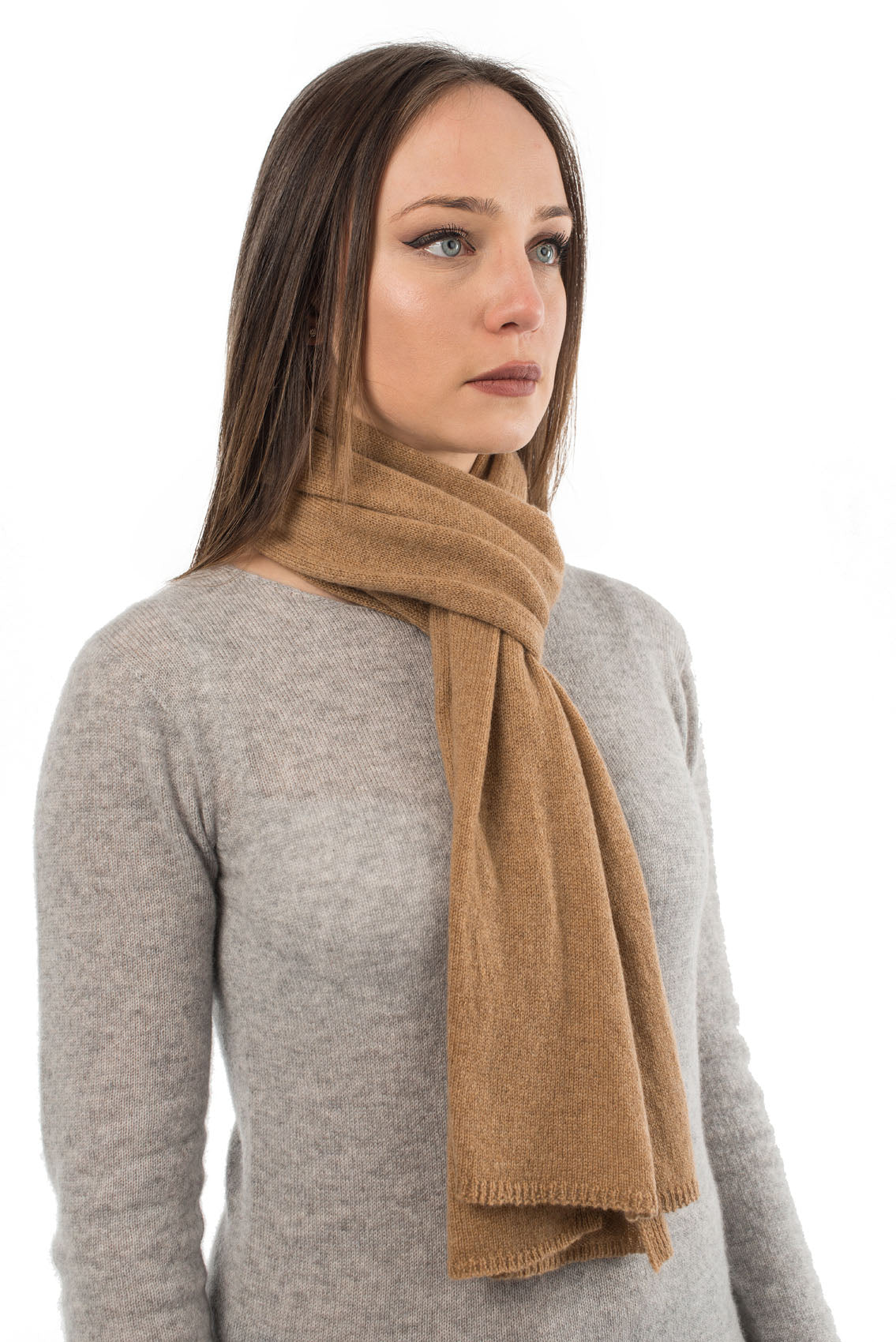 Unisex 100% cashmere scarf, colour Camel, view 2 | Dalle Piane Cashmere