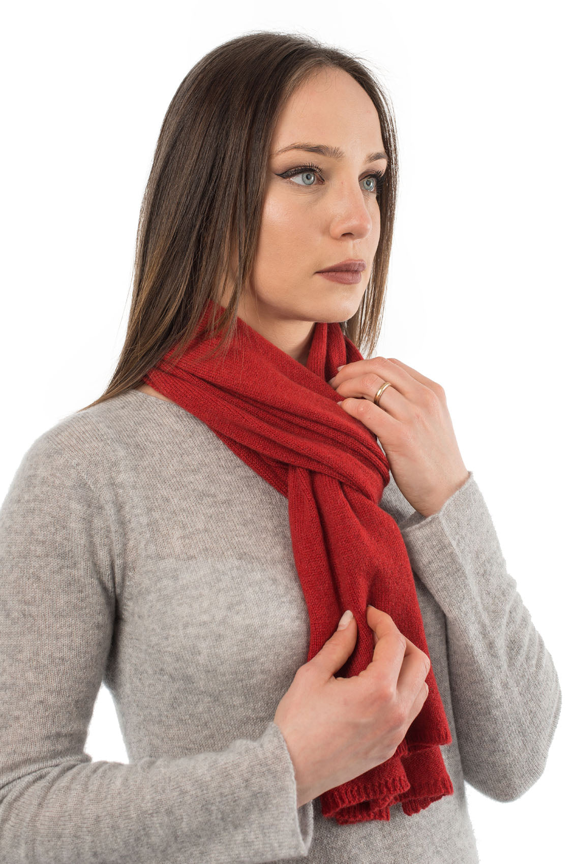 Unisex 100% cashmere scarf, colour Red, view 3 | Dalle Piane Cashmere