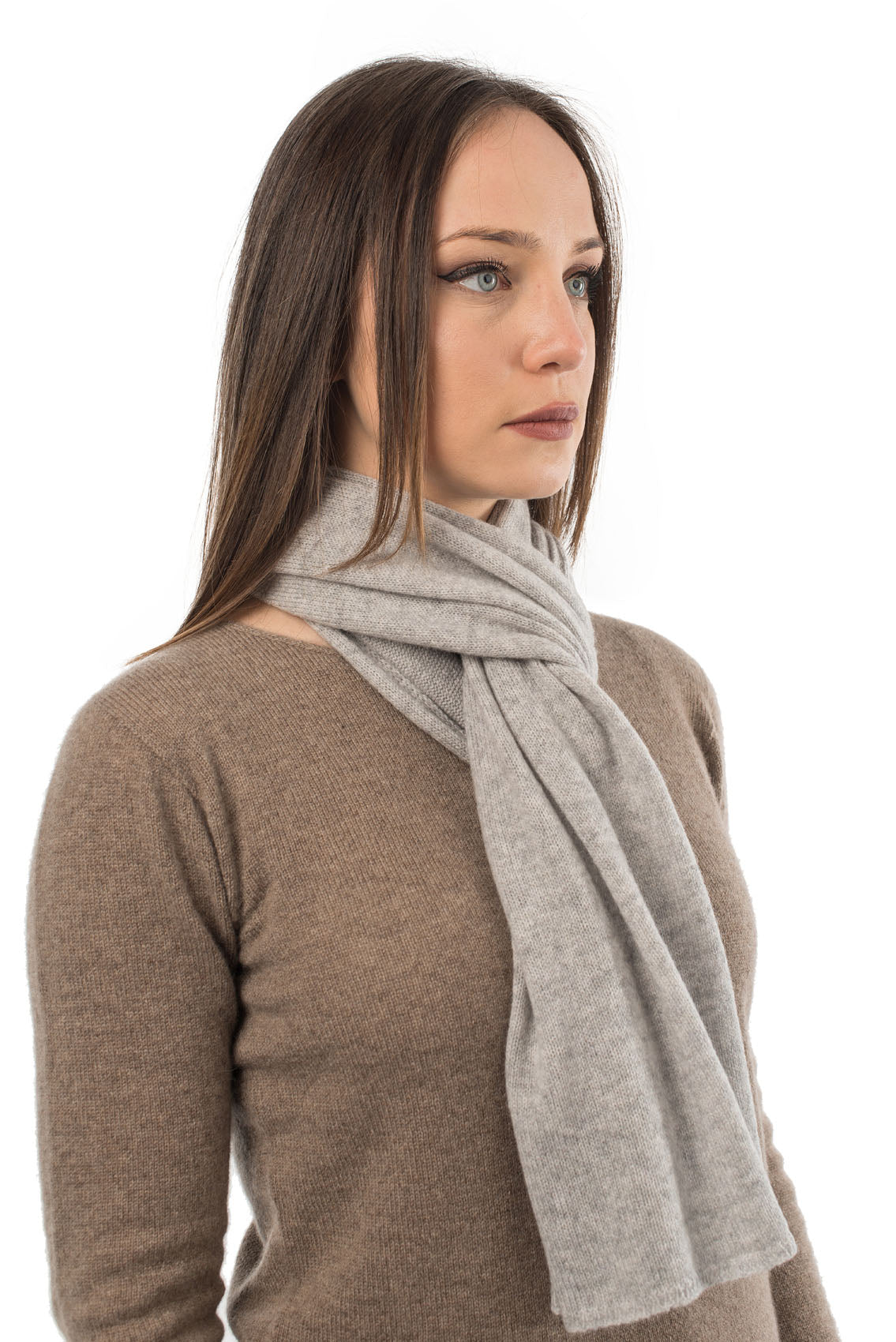 Unisex 100% cashmere scarf, colour Grey, view 2 | Dalle Piane Cashmere