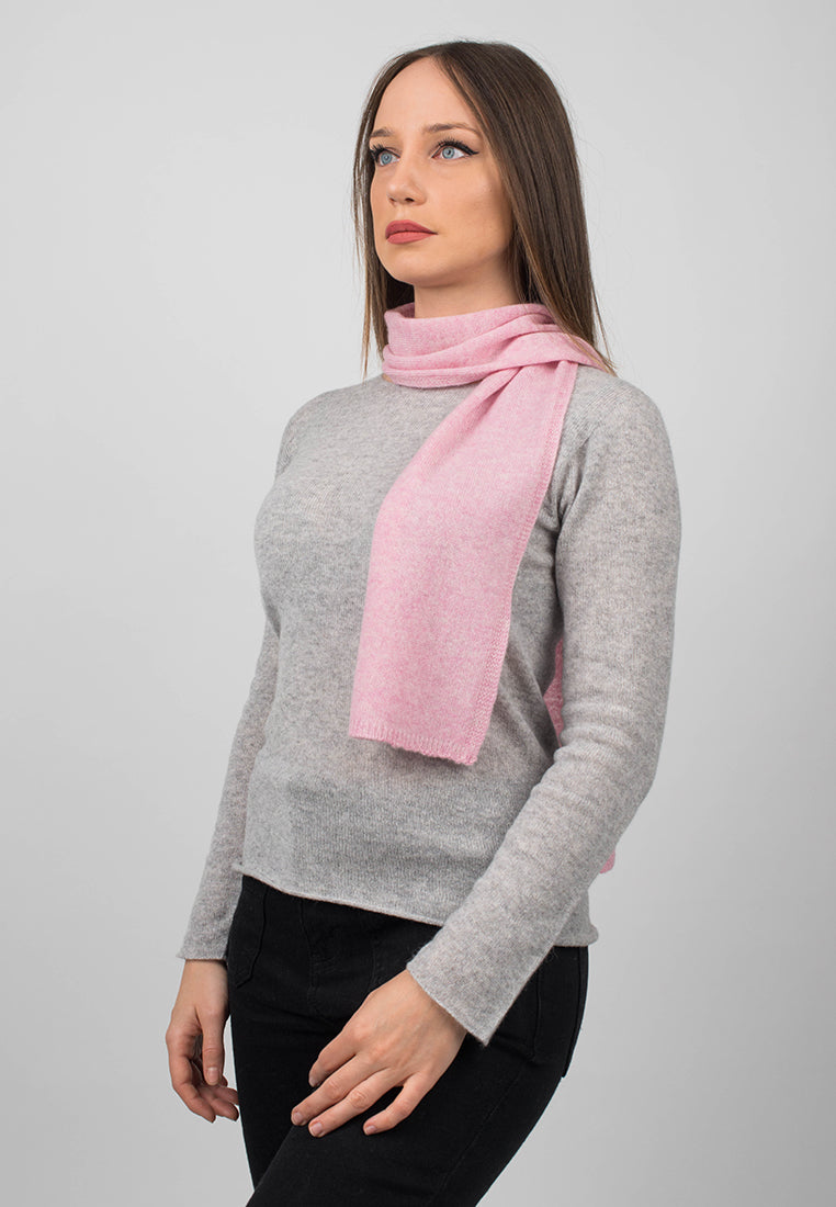 Women's 100% cashmere skinny scarf, colour Pink, view 2 | Dalle Piane Cashmere
