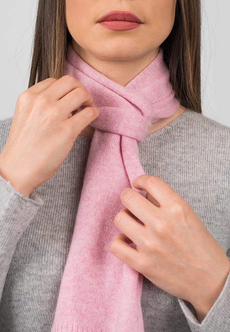 Women's 100% cashmere skinny scarf, colour Pink, view 4 | Dalle Piane Cashmere