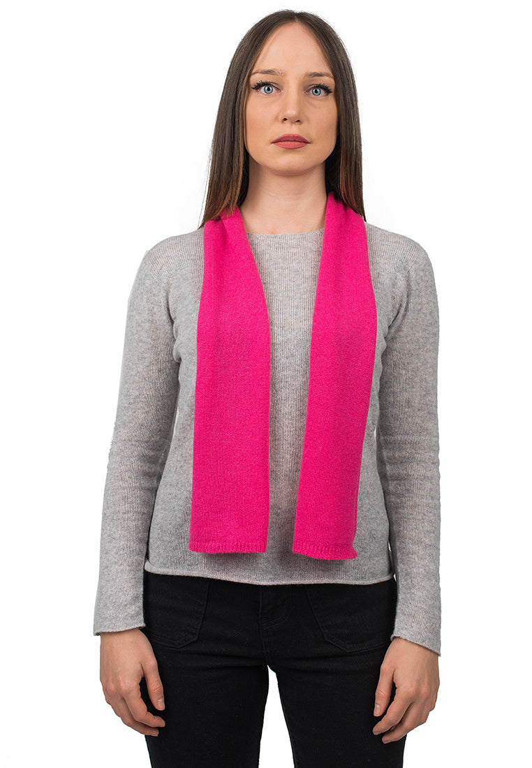 Women's 100% cashmere skinny scarf, colour Fuchsia | Dalle Piane Cashmere