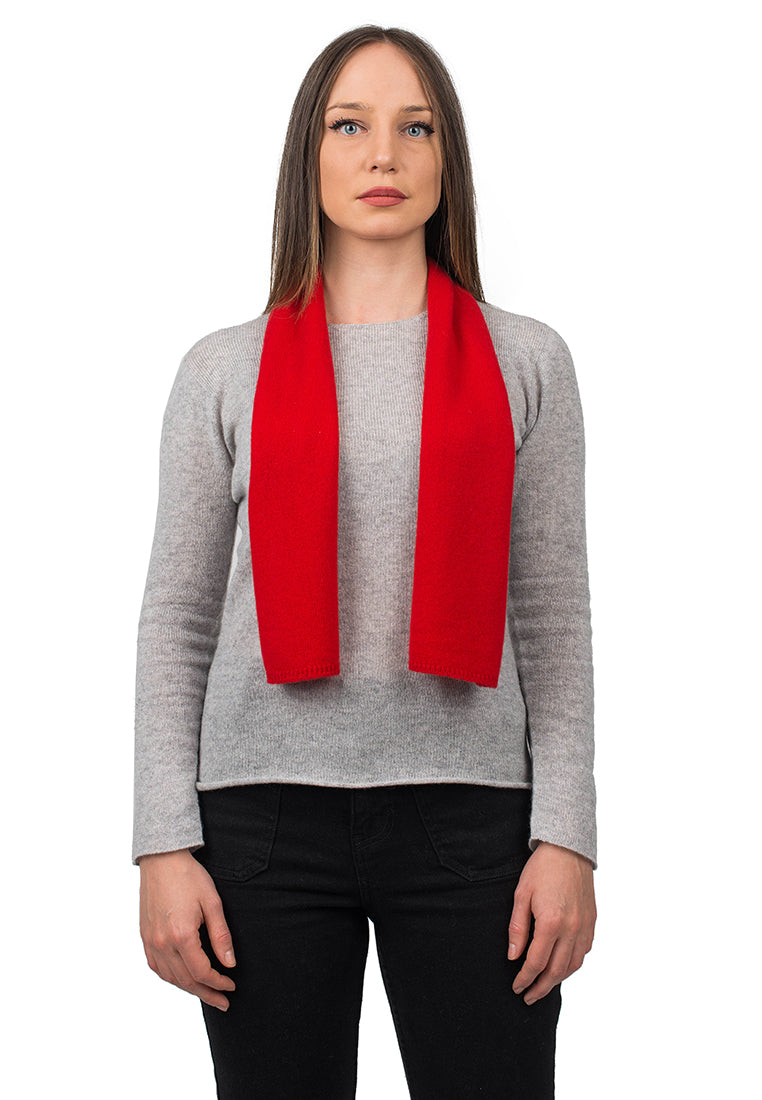 Women's 100% cashmere skinny scarf, colour Red | Dalle Piane Cashmere