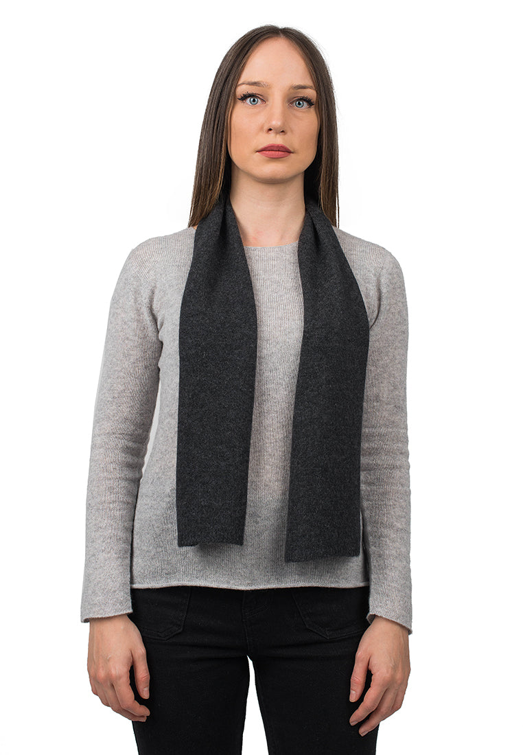 Women's 100% cashmere skinny scarf, colour Anthracite | Dalle Piane Cashmere