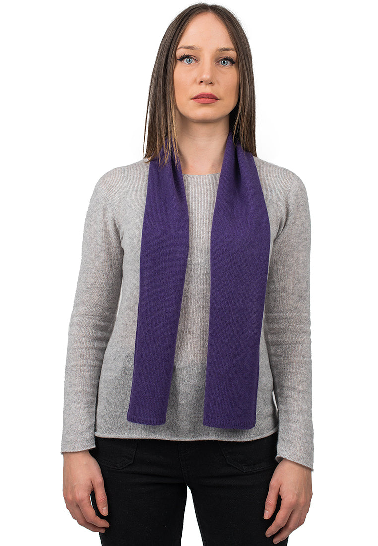 Women's 100% cashmere skinny scarf, colour Purple | Dalle Piane Cashmere
