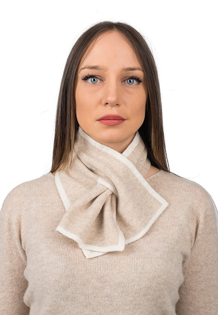 Women's reversible 100% cashmere neck warmer, colour Beige | Dalle Piane Cashmere
