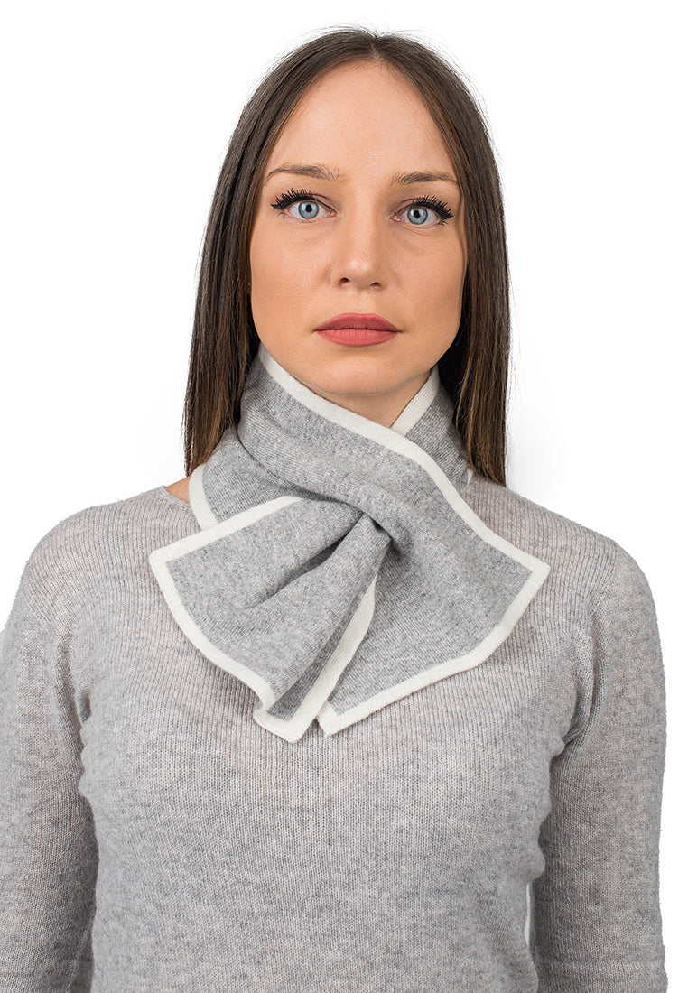 Women's reversible 100% cashmere neck warmer, colour Grey | Dalle Piane Cashmere