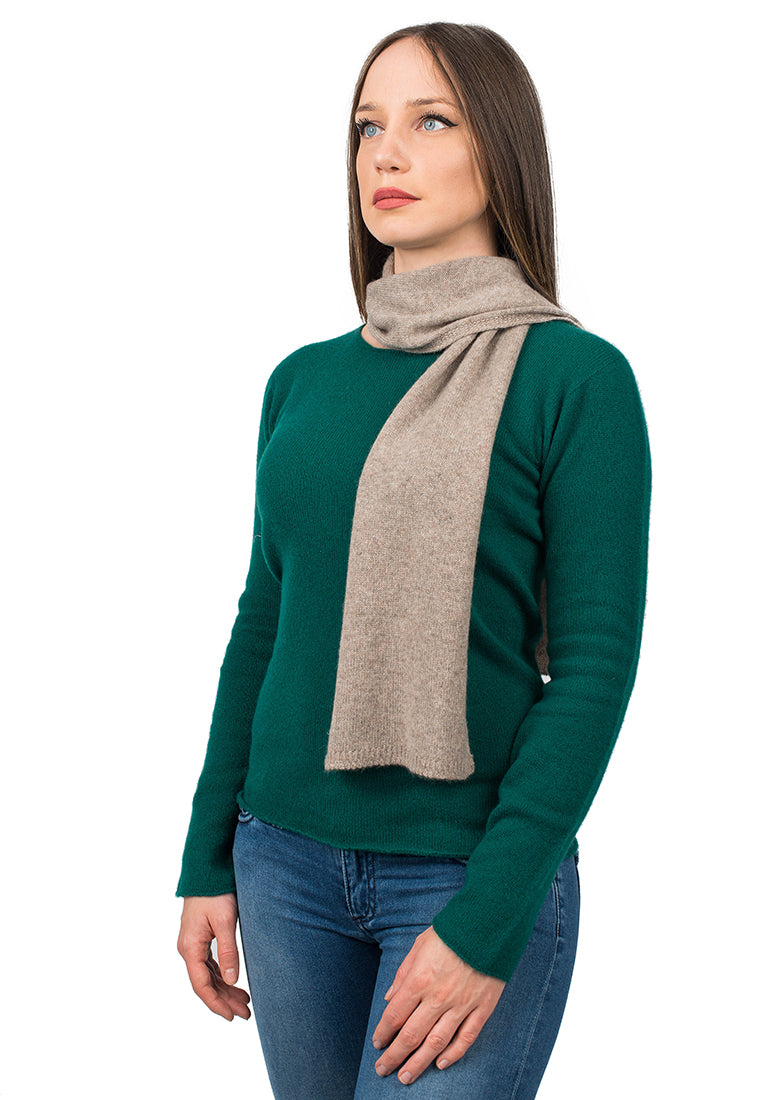 Women's 100% cashmere skinny scarf, colour Yellow, view 5 | Dalle Piane Cashmere