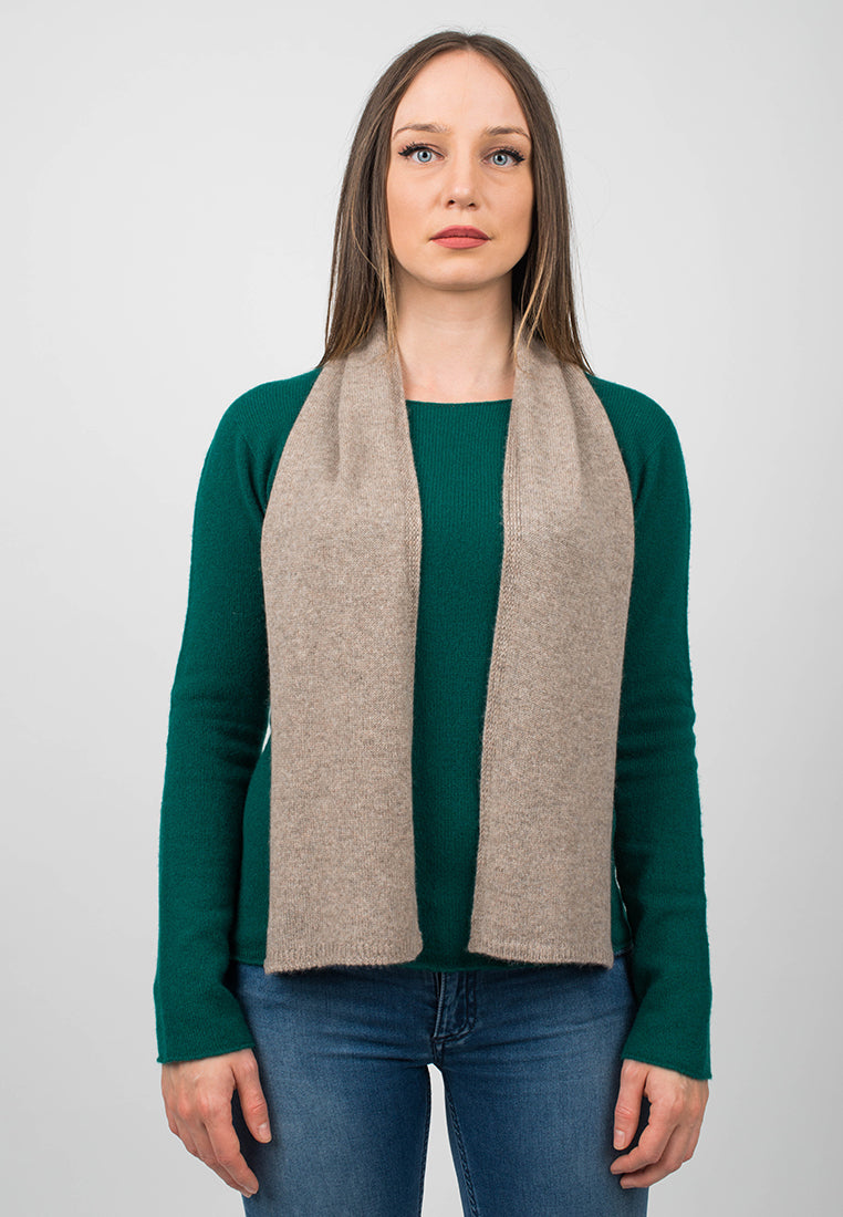 Women's 100% cashmere skinny scarf, colour Mink | Dalle Piane Cashmere