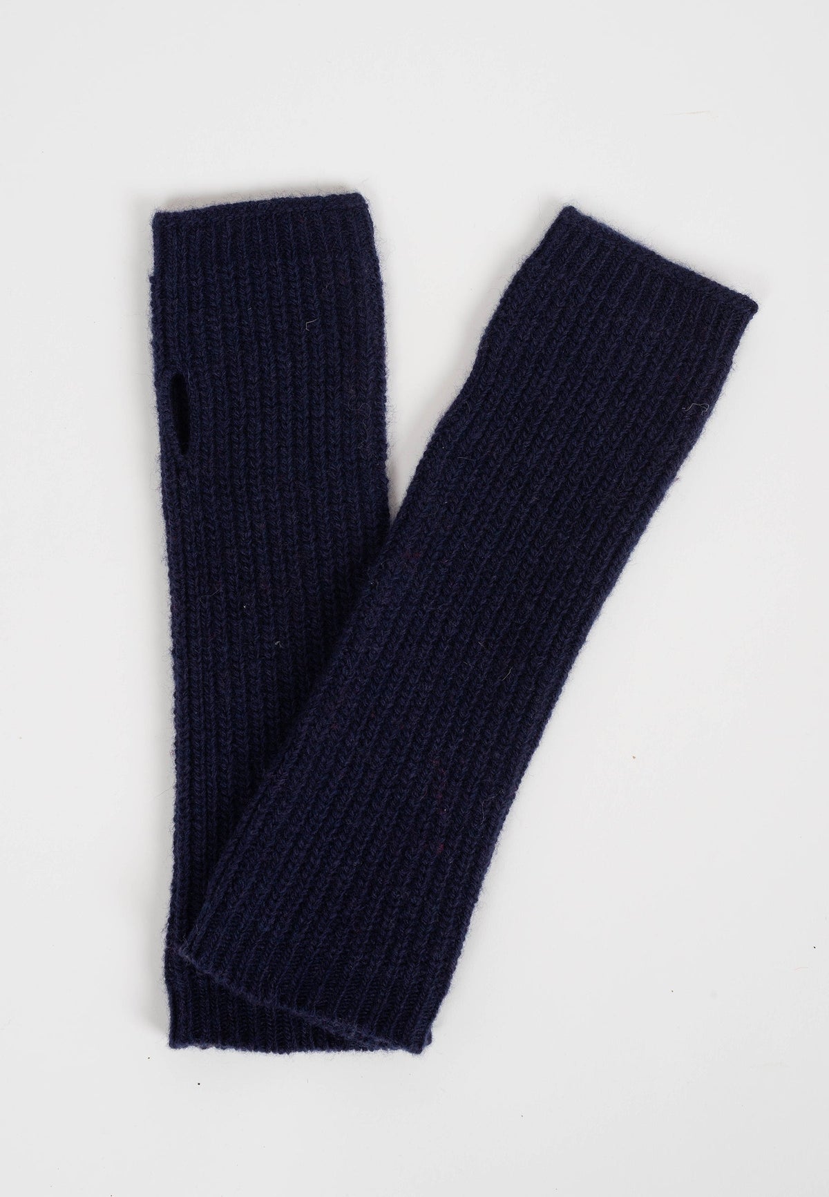 Women's cashmere blend arm warmers, colour Blue, view 2 | Dalle Piane Cashmere