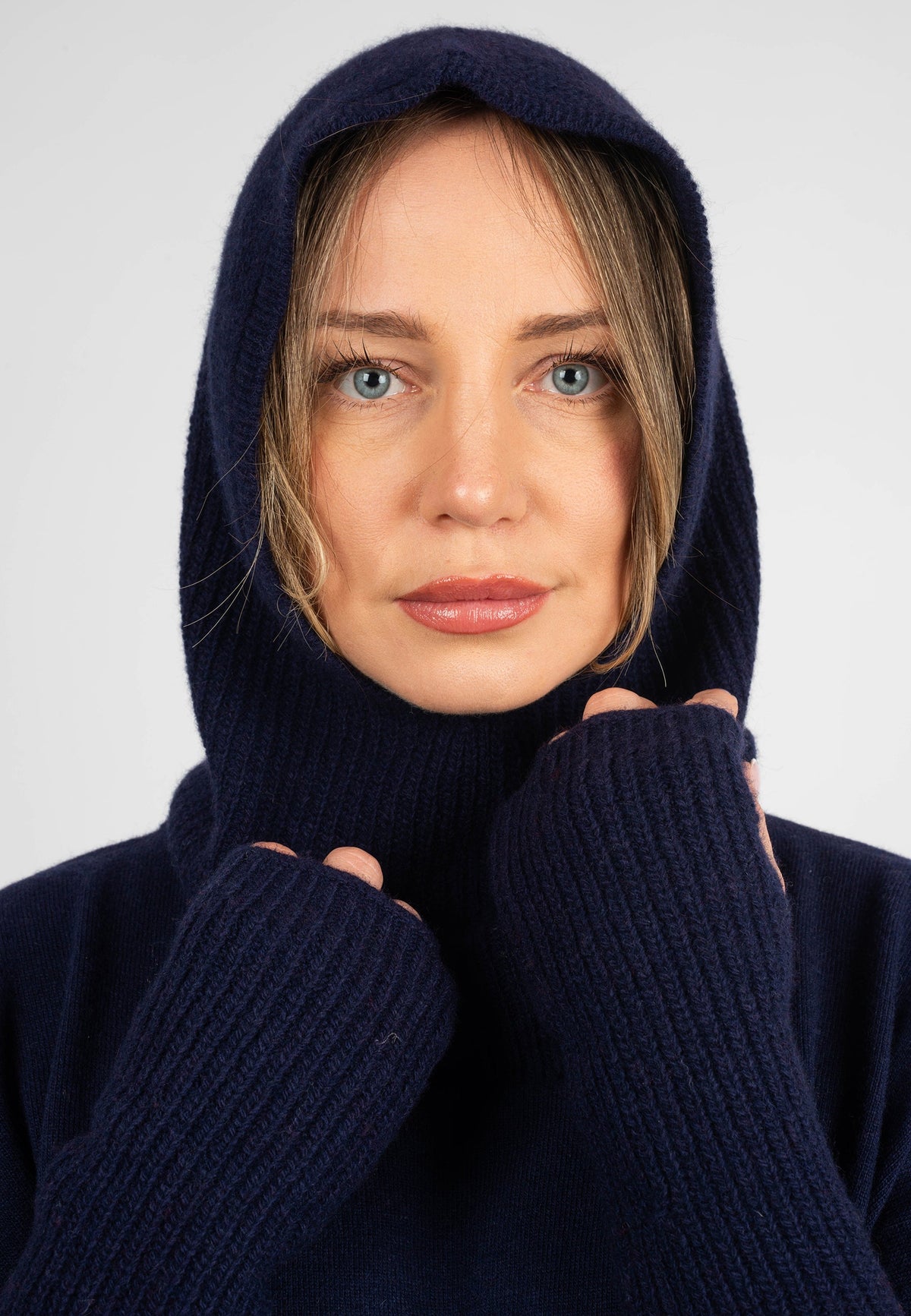 Cashmere blend balaclava, colour Blue, view 3 | Dalle Piane Cashmere