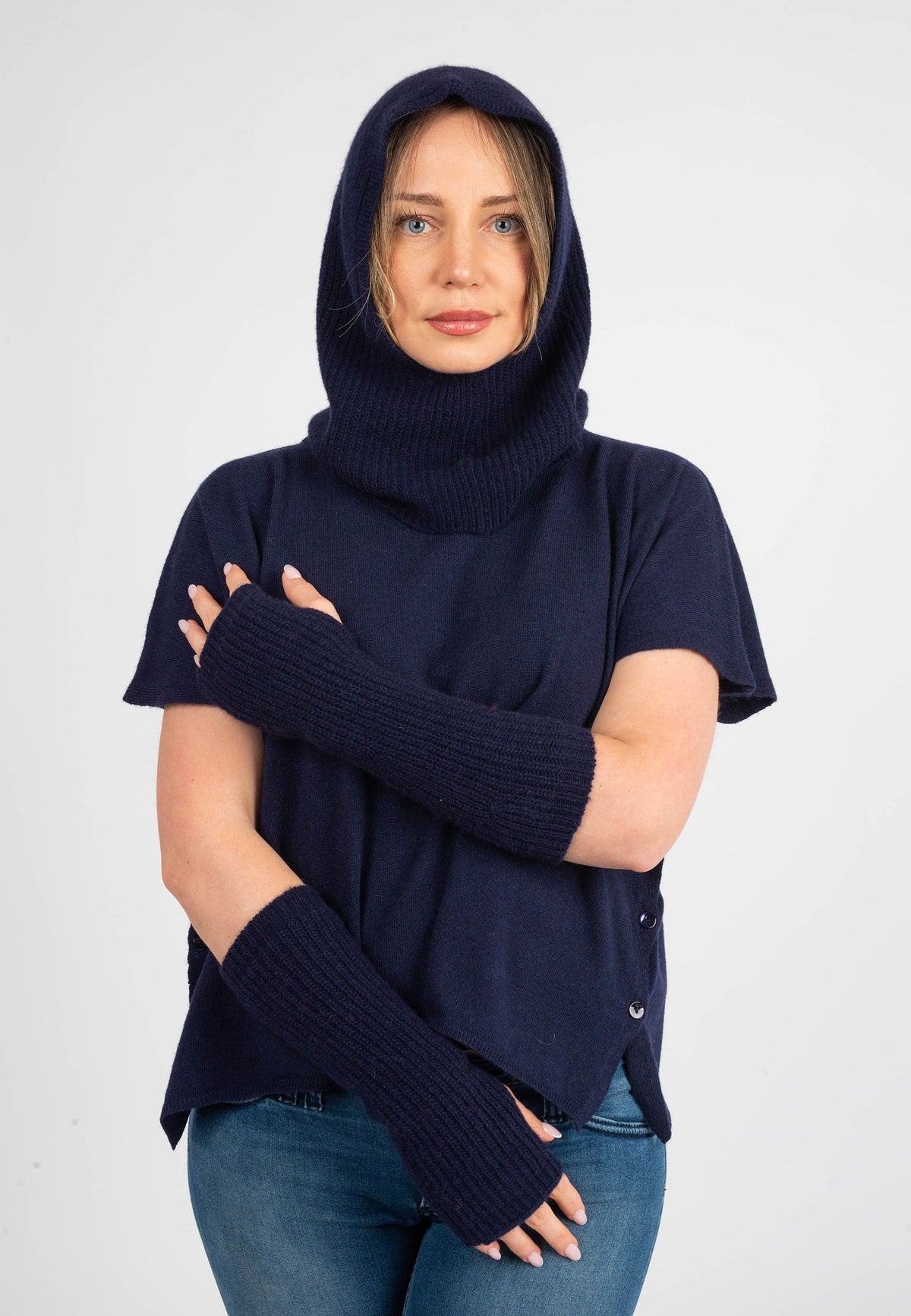 Cashmere blend balaclava, colour Blue, view 4 | Dalle Piane Cashmere