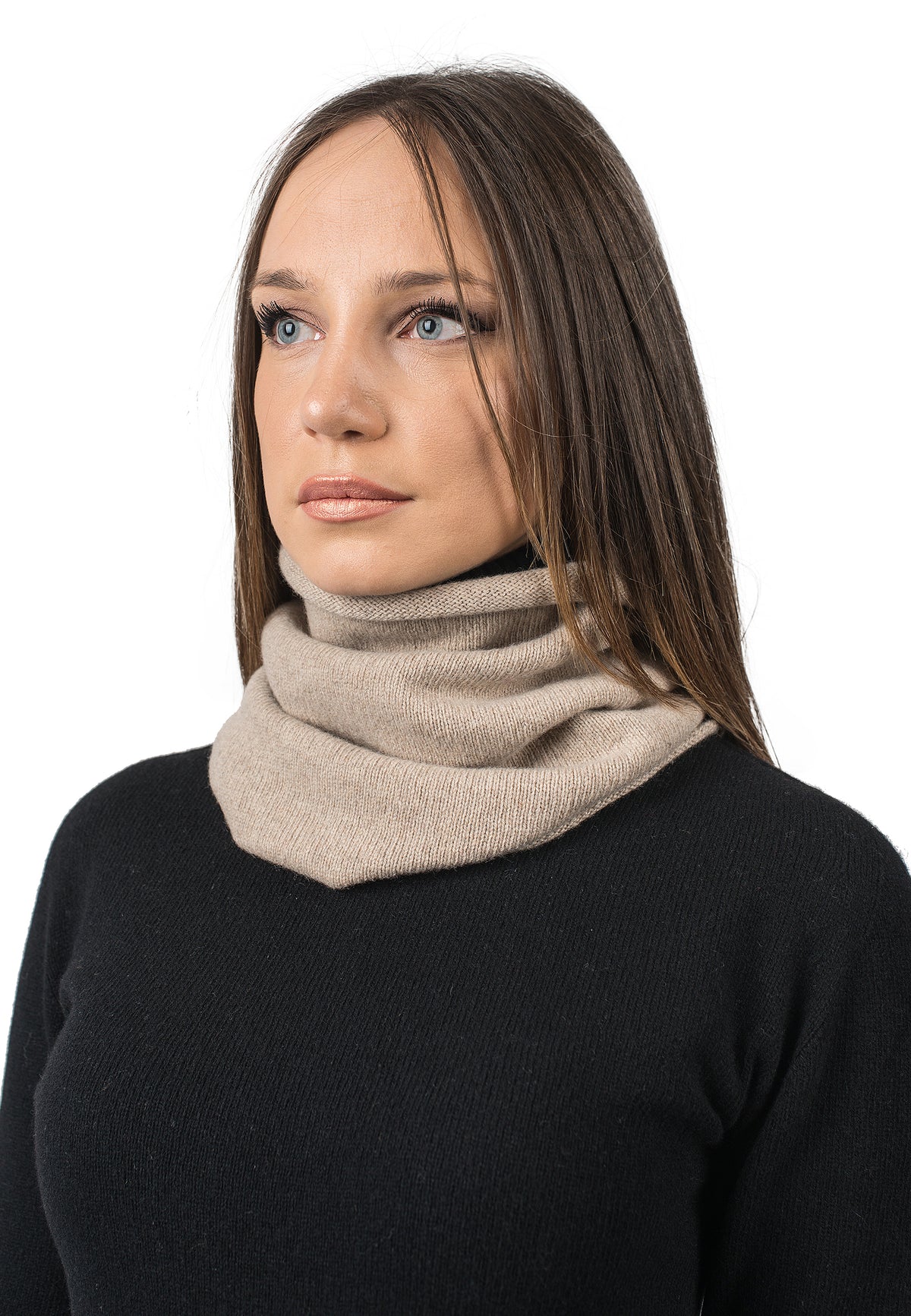 Recycled cashmere neck warmer, colour Beige | Dalle Piane Cashmere