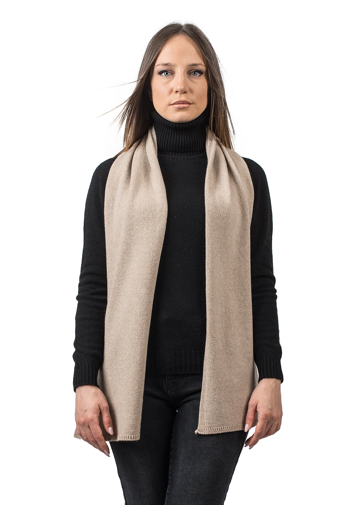 Women's recycled cashmere scarf, colour Beige | Dalle Piane Cashmere