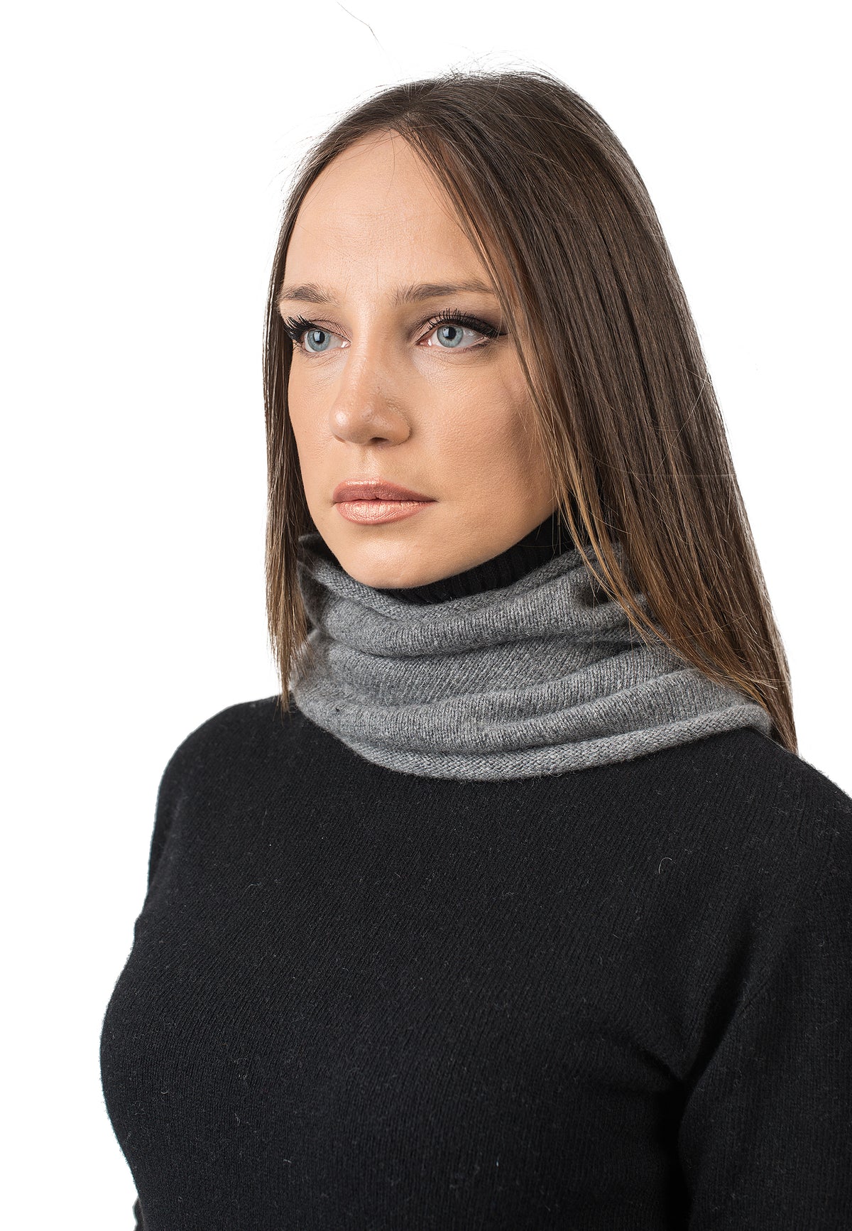 Recycled cashmere neck warmer, colour Grey | Dalle Piane Cashmere