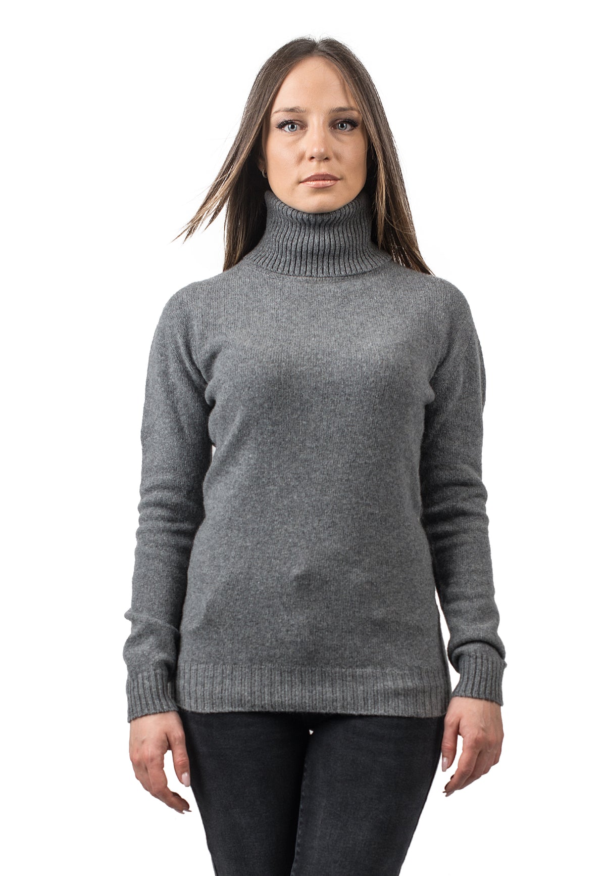 Women's recycled cashmere turtleneck, colour Grey | Dalle Piane Cashmere