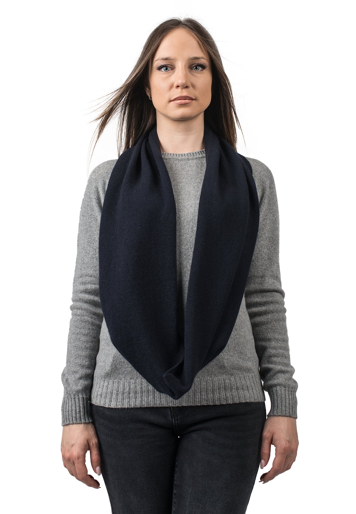 Recycled cashmere infinity scarf, colour Blue | Dalle Piane Cashmere
