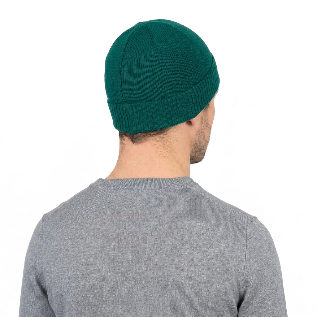 Men's plain-knit 100% cashmere beanie, colour Green | Dalle Piane Cashmere