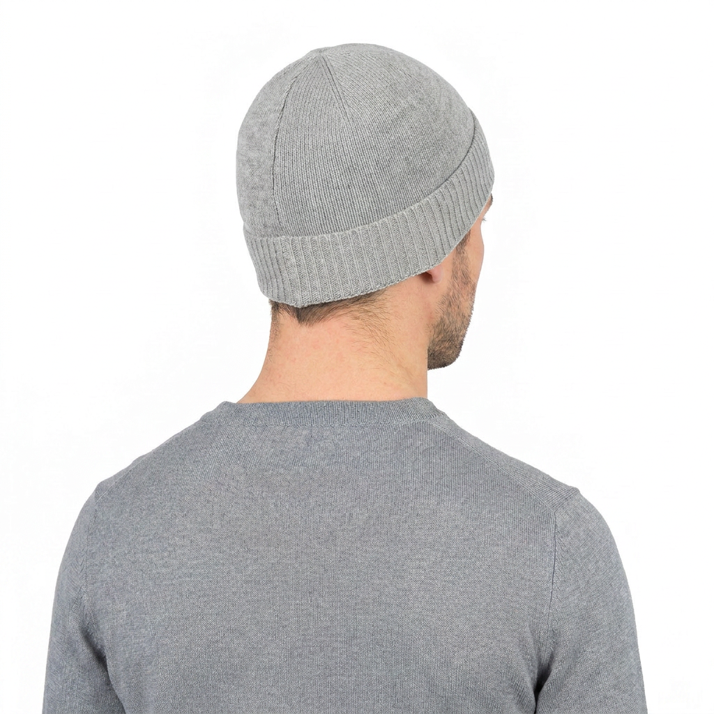 Men's plain-knit 100% cashmere beanie, colour Grey | Dalle Piane Cashmere