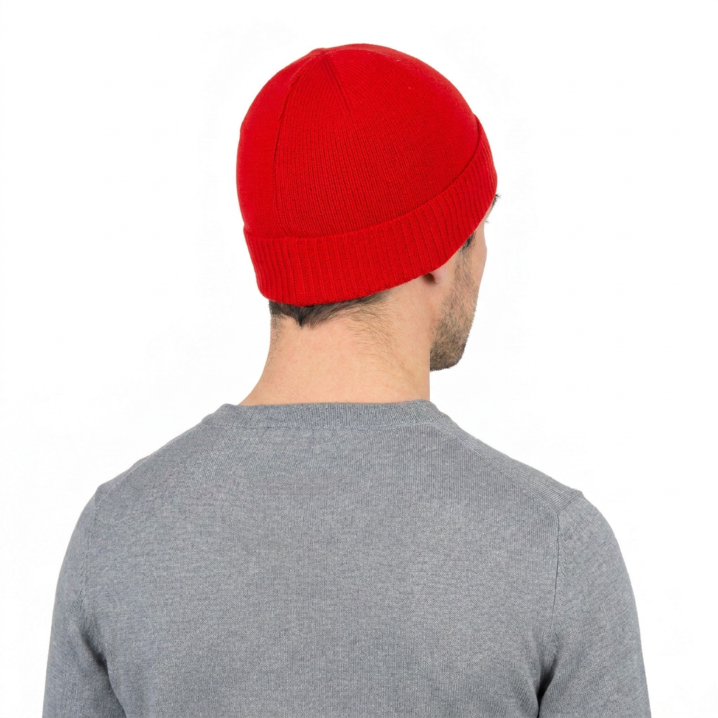 Men's plain-knit 100% cashmere beanie, colour Red | Dalle Piane Cashmere