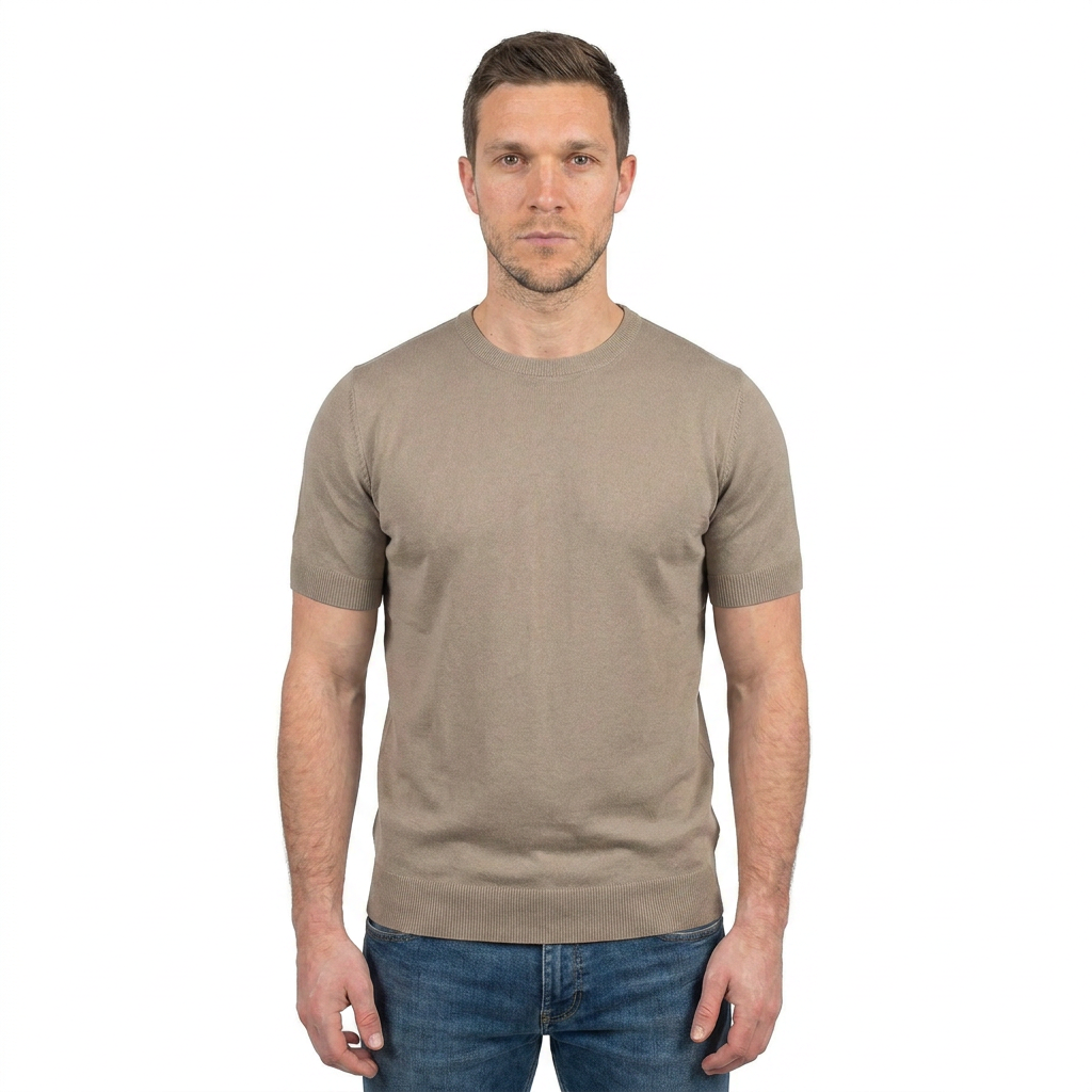 Men's 100% cotton T-shirt, colour Taupe | Dalle Piane Cashmere