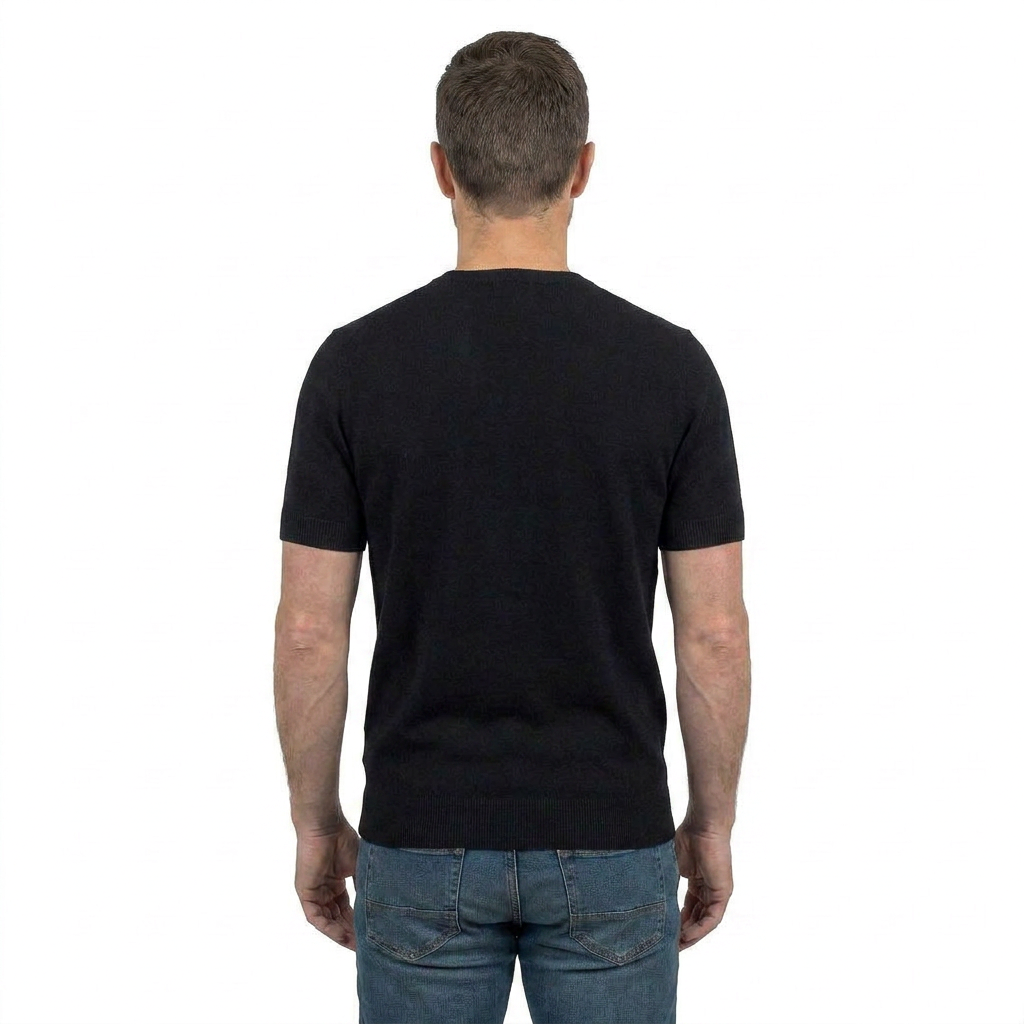 Men's 100% cotton T-shirt, colour Black, view 4 | Dalle Piane Cashmere