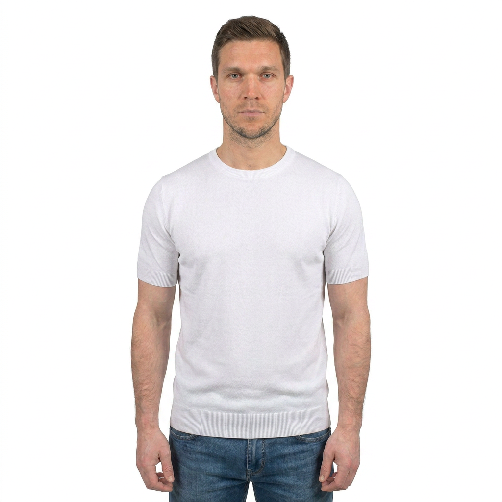 Men's 100% cotton T-shirt, colour White | Dalle Piane Cashmere
