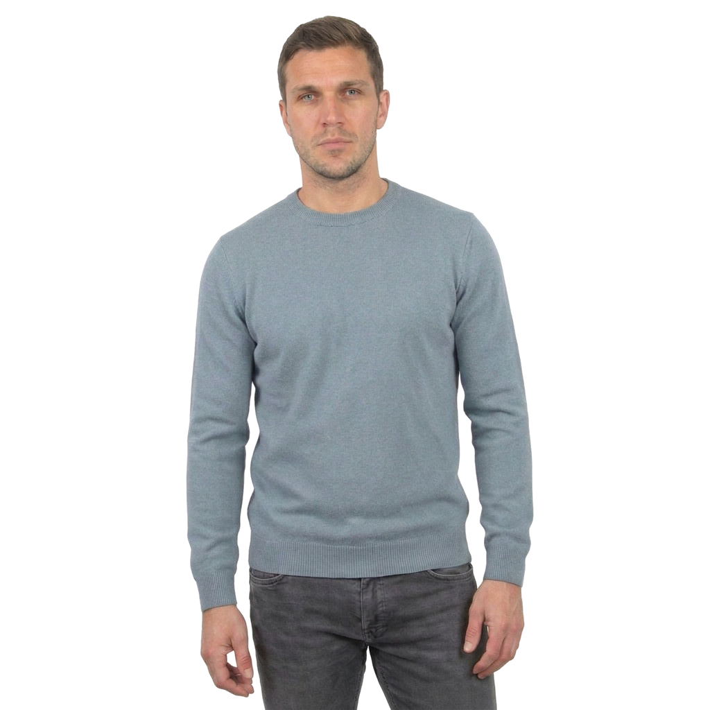 Men's 100% merino wool crewneck, colour Grey | Dalle Piane Cashmere