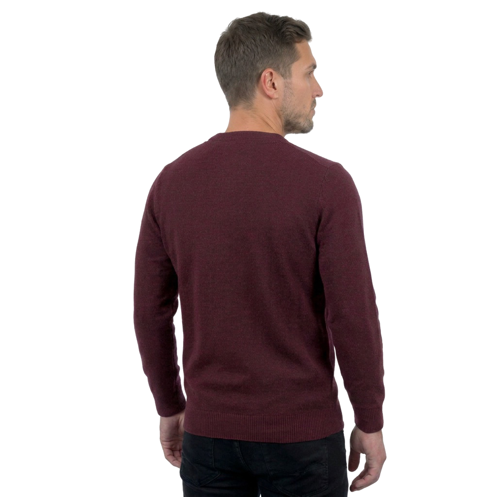 Men's 100% merino wool crewneck, colour Bordeaux, view 4 | Dalle Piane Cashmere