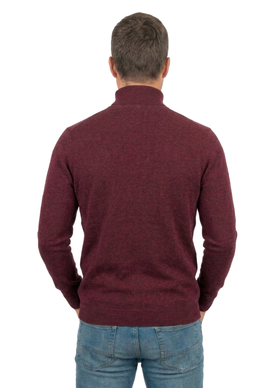 Men's 100% merino wool turtleneck, colour Bordeaux, view 4 | Dalle Piane Cashmere