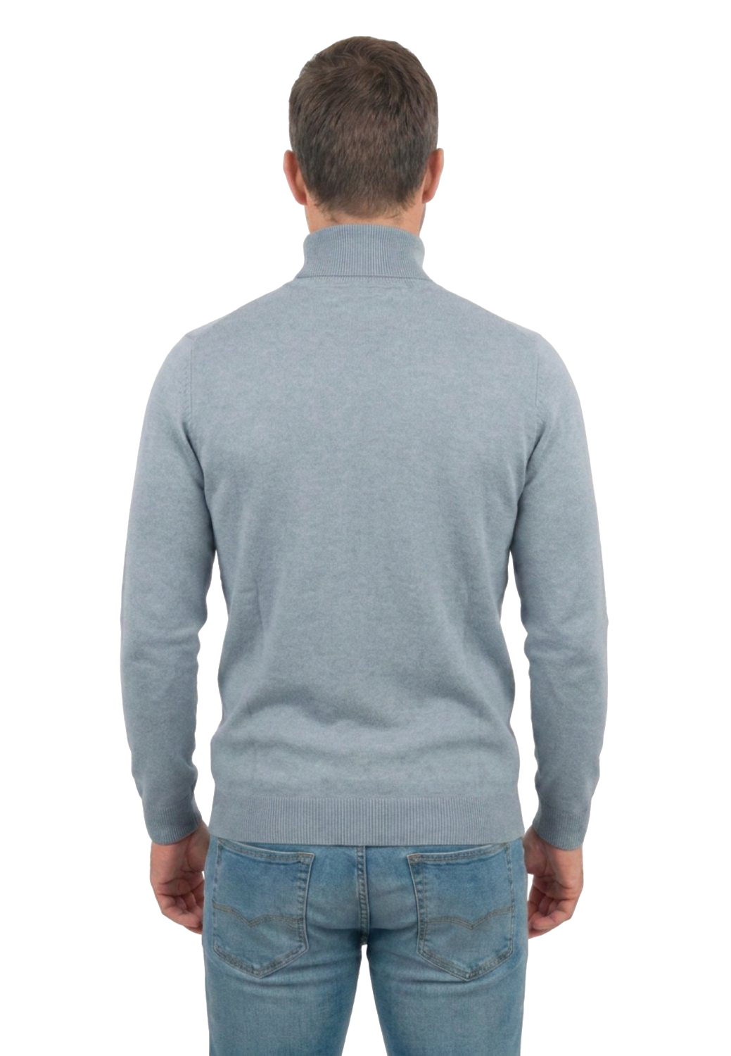 Men's 100% merino wool turtleneck, colour Grey, view 4 | Dalle Piane Cashmere