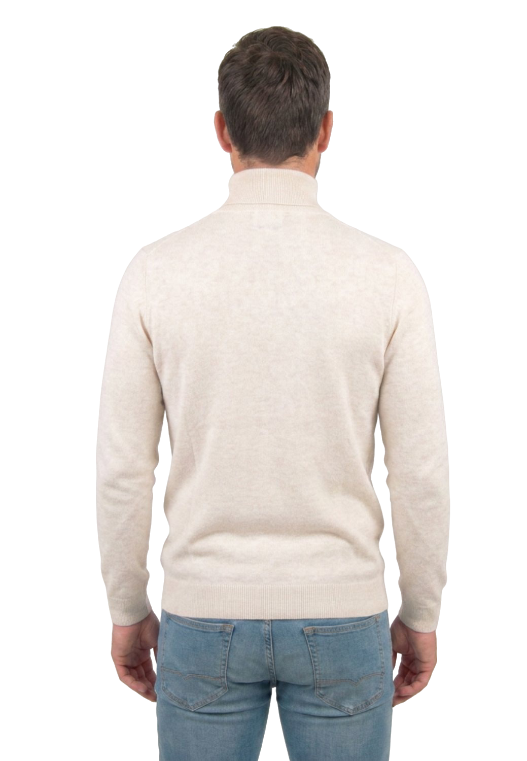 Men's 100% merino wool turtleneck, colour Cream, view 4 | Dalle Piane Cashmere