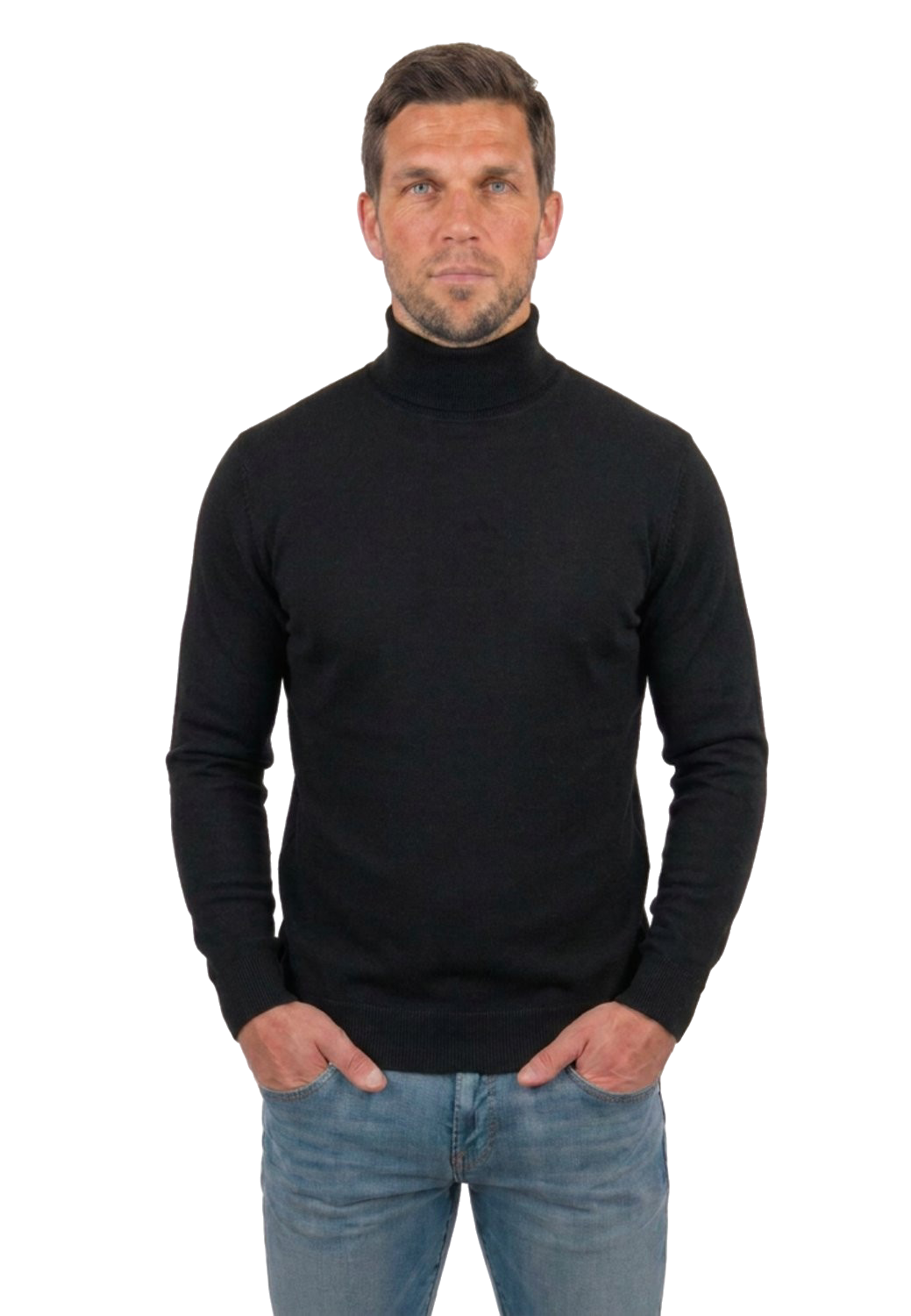 Men's 100% merino wool turtleneck, colour Black | Dalle Piane Cashmere