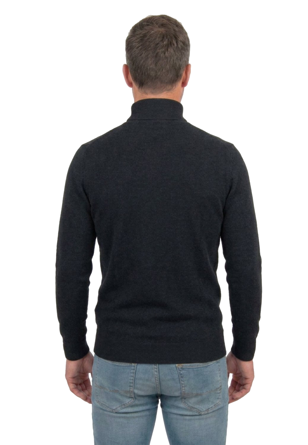 Men's 100% merino wool turtleneck, colour Black, view 4 | Dalle Piane Cashmere