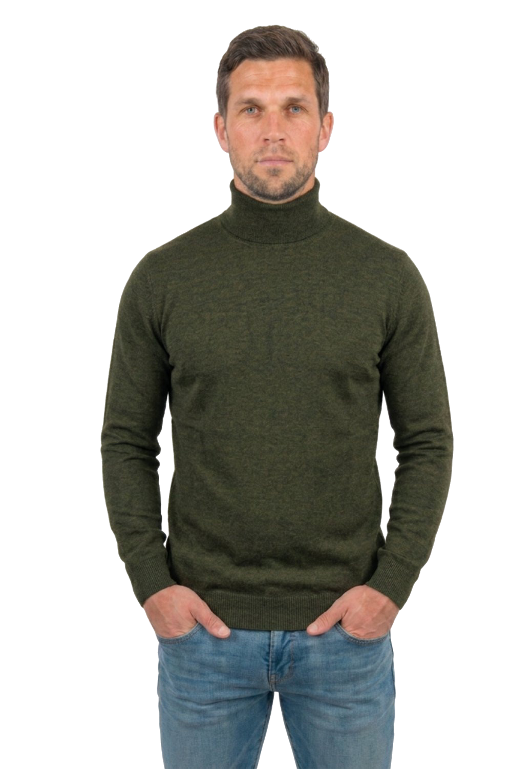 Men's 100% merino wool turtleneck, colour Green | Dalle Piane Cashmere