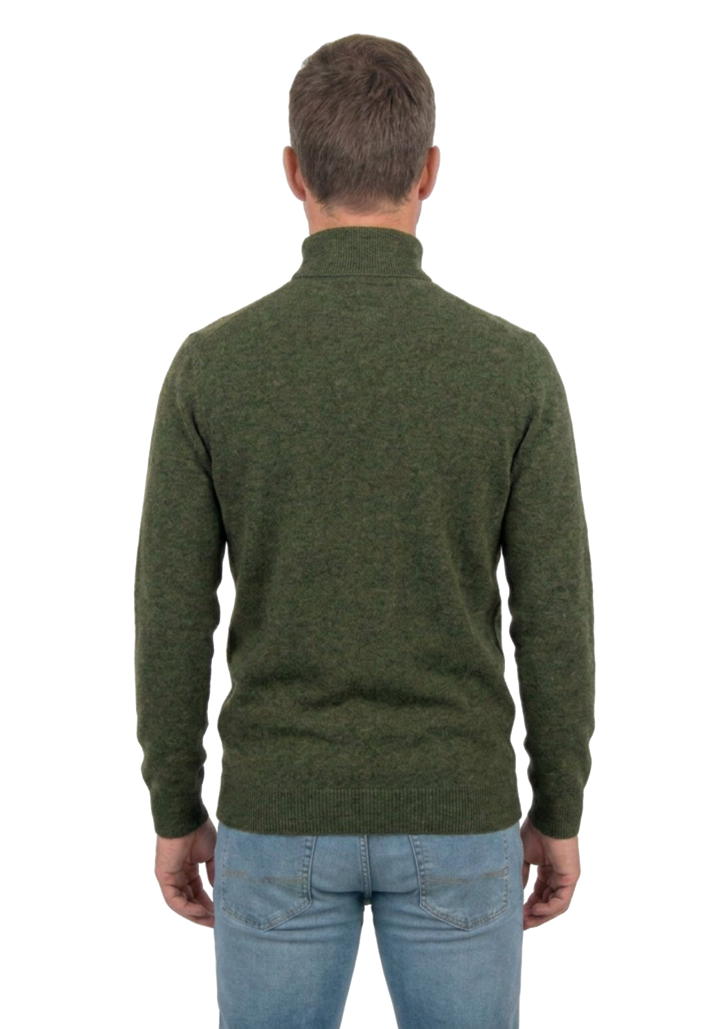 Men's 100% merino wool turtleneck, colour Green, view 4 | Dalle Piane Cashmere