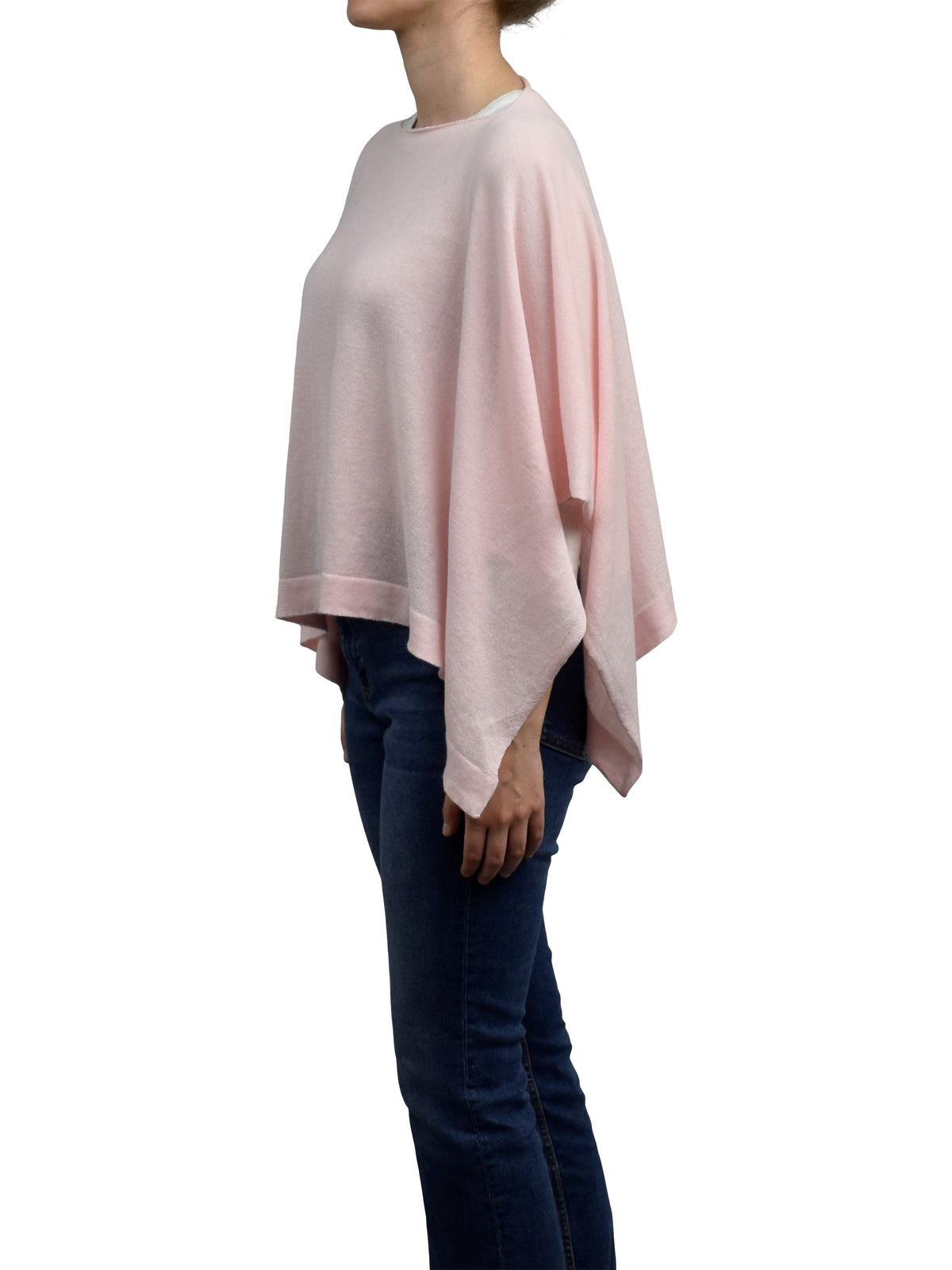 Cotton and cashmere poncho, colour Pink, view 3 | Dalle Piane Cashmere