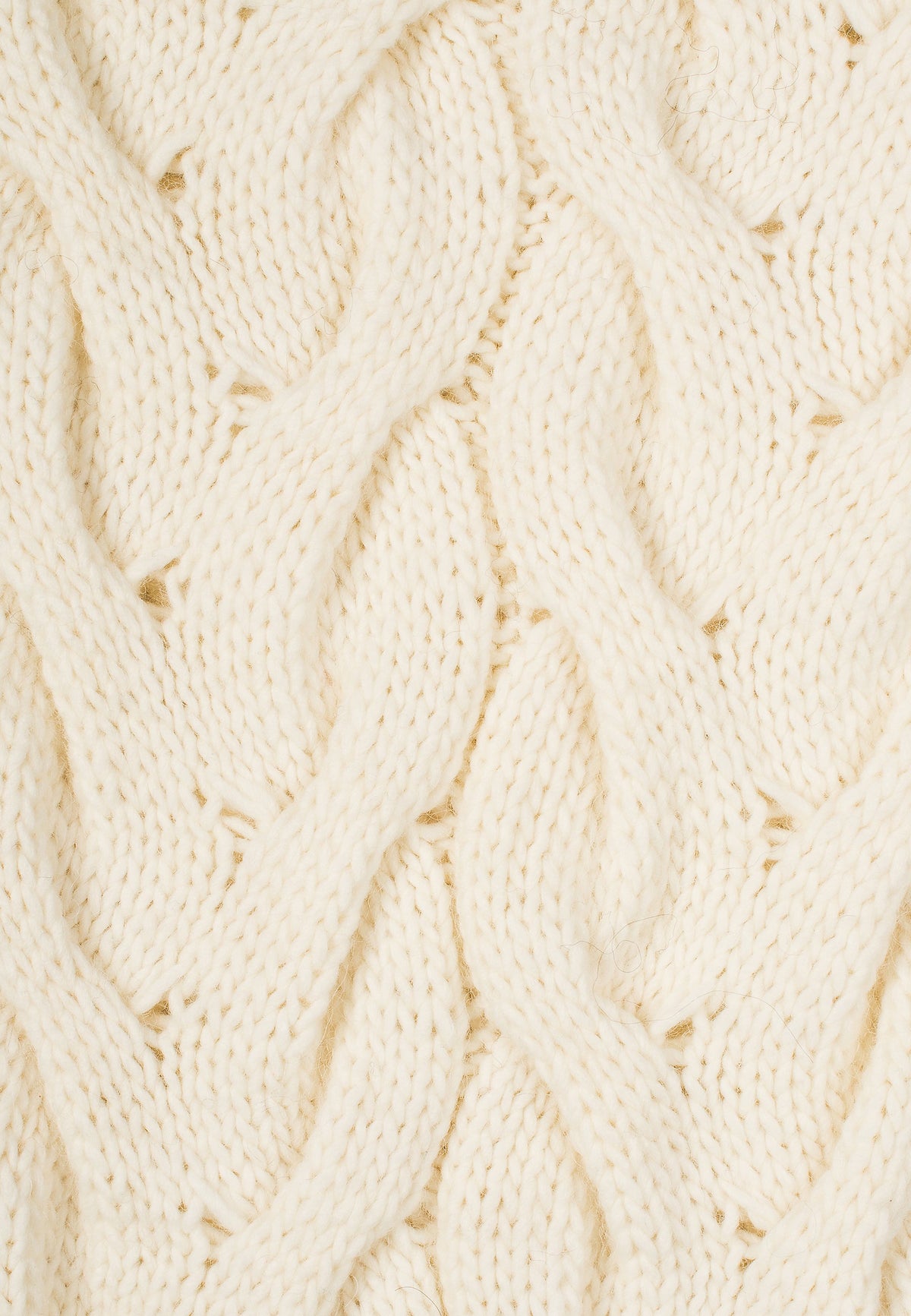 Cable-knit scarf, colour Cream, view 7 | Dalle Piane Cashmere