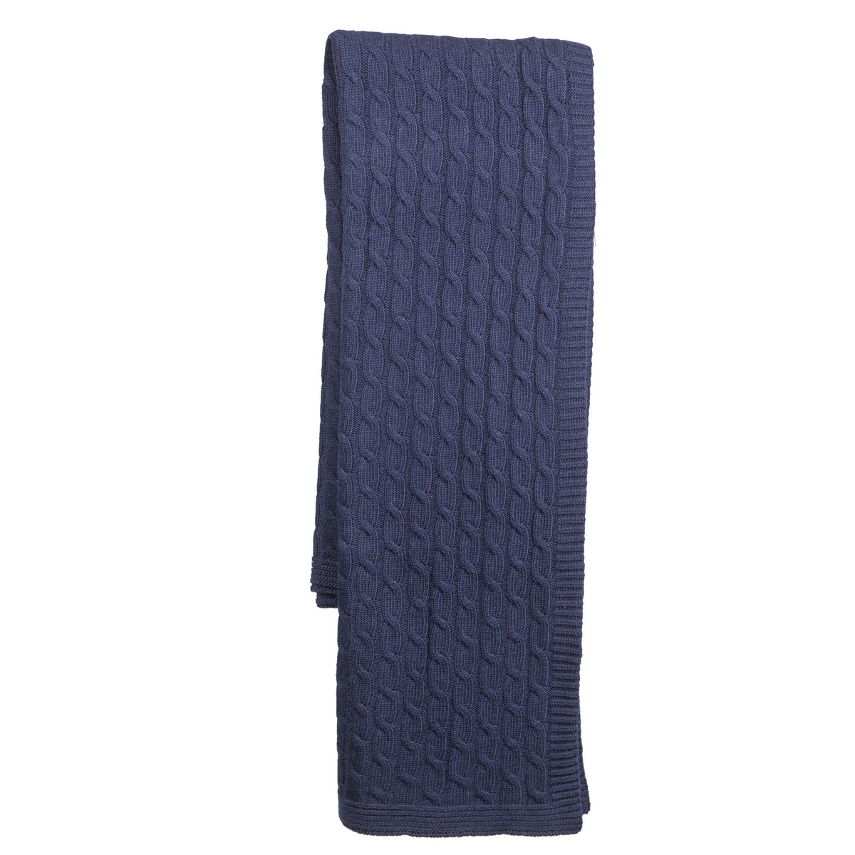 Cable-knit cashmere blend throw, colour Blue | Dalle Piane Cashmere