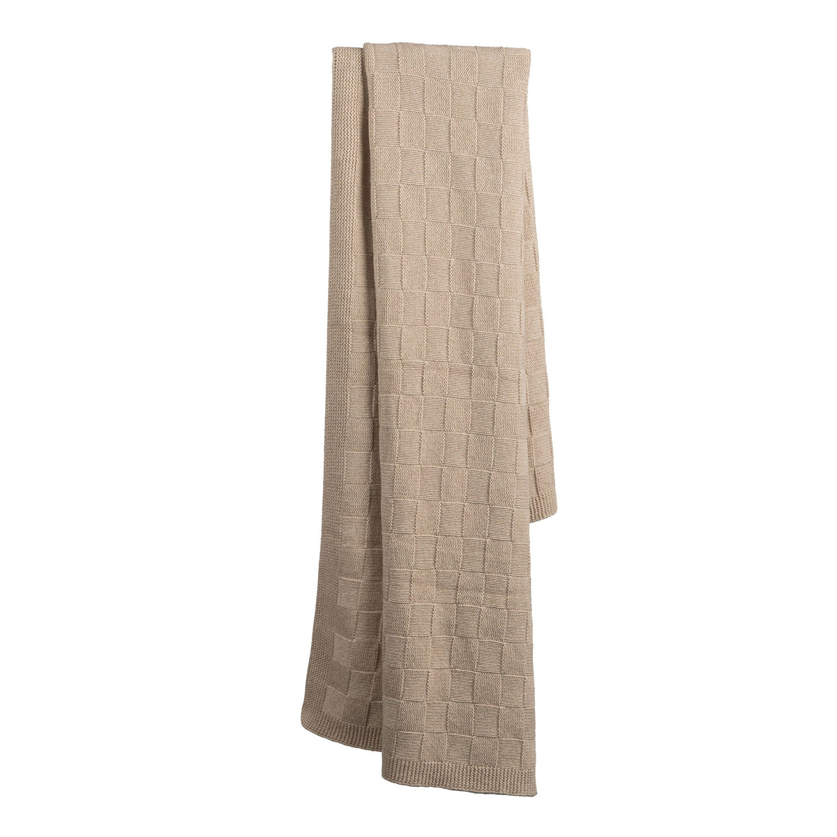 Checkerboard cashmere blend throw, colour Beige | Dalle Piane Cashmere