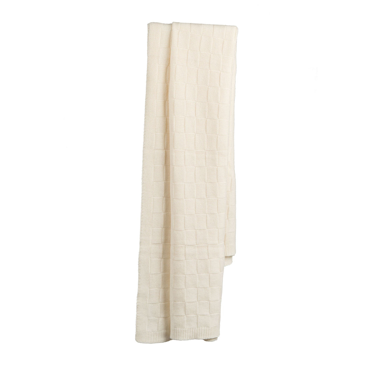Checkerboard cashmere blend throw, colour Cream | Dalle Piane Cashmere