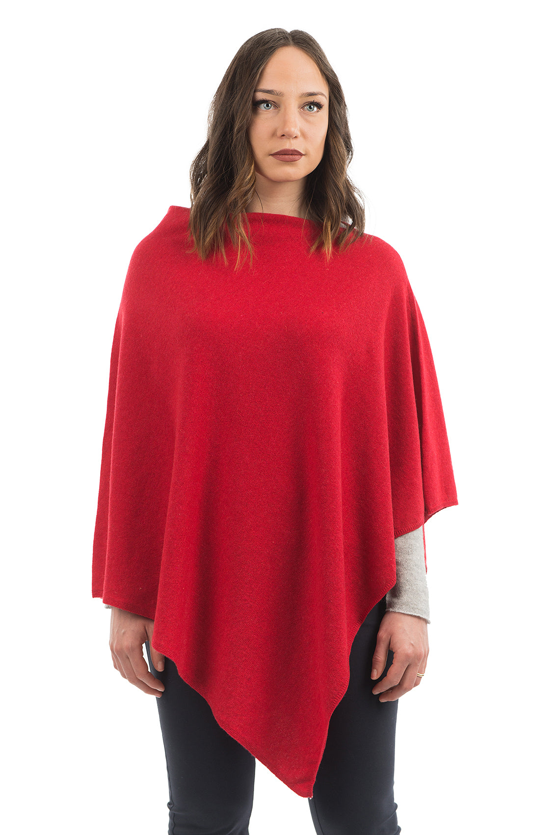 Cashmere blend poncho, colour Red | Dalle Piane Cashmere
