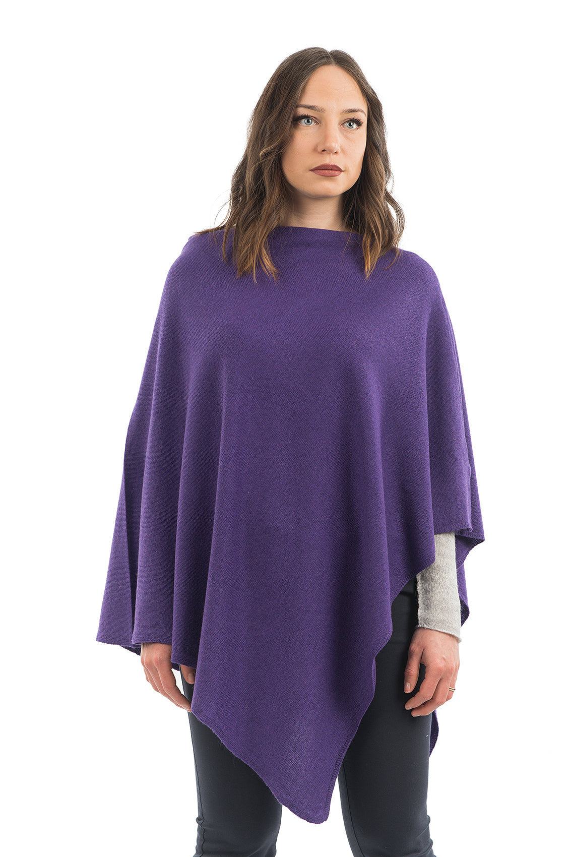 Cashmere blend poncho, colour Purple | Dalle Piane Cashmere