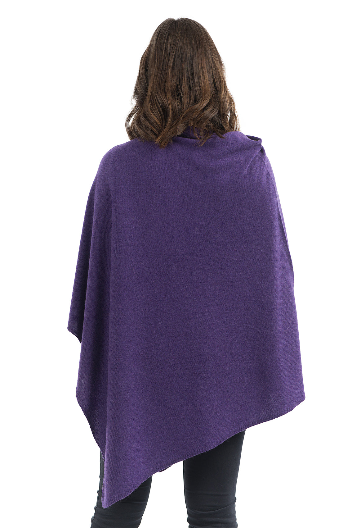 Cashmere blend poncho, colour Purple, view 3 | Dalle Piane Cashmere